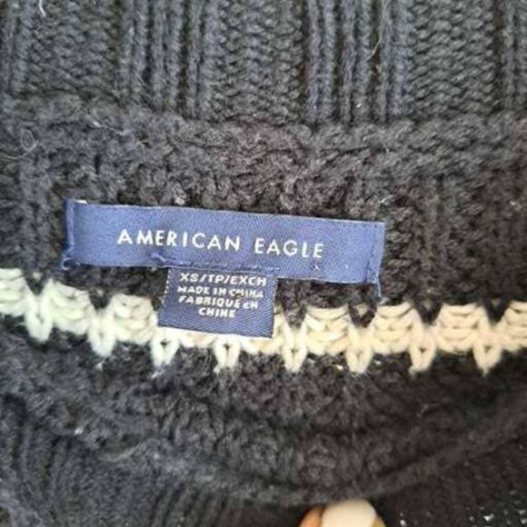 American Eagle Women's Rib-Knit Stripes Long Sleeves Sweater Black White Size XS - Picture 4 of 6